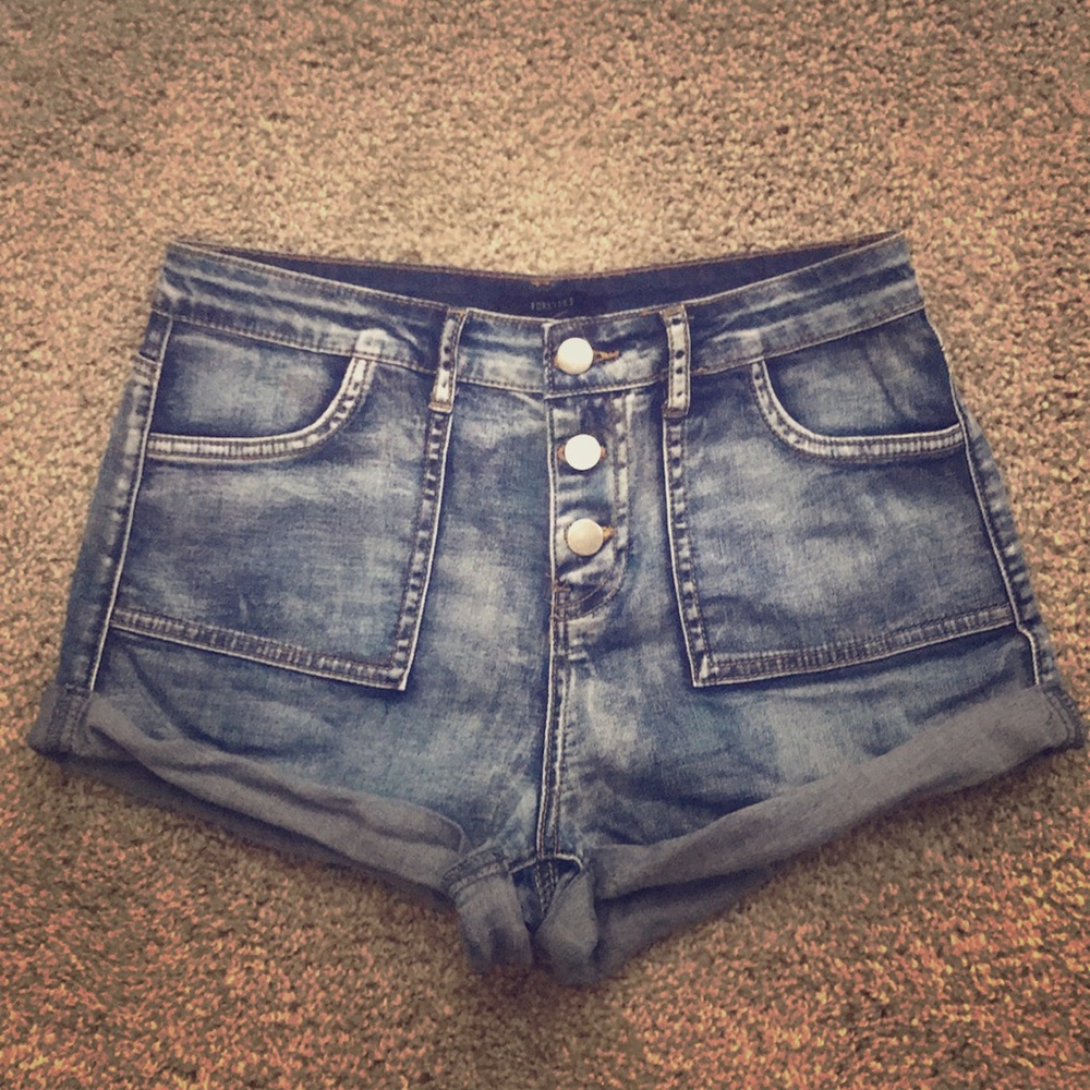 High Waisted Button Up Jean Shorts